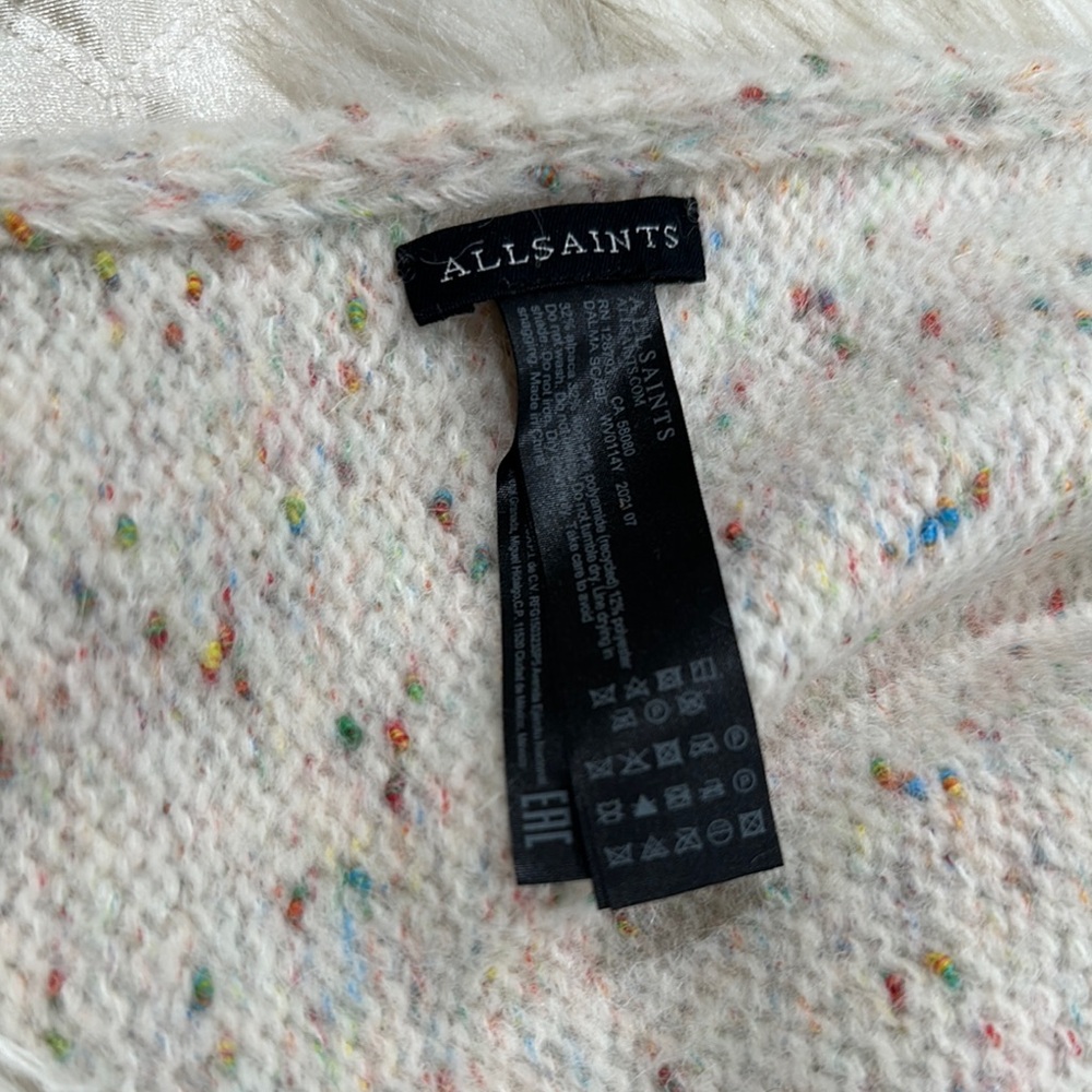 All Saints Cream Textured Scarf - Picture 2 of 2